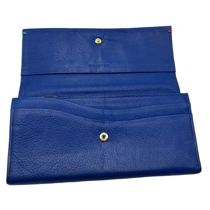 Paul Smith ポールスミス ゴートスキン ハイライトステッチ 長財布 山羊革 レディース カード入れ 札入れ 小銭入れ ブルー 中古 W４