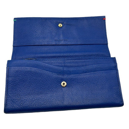 Paul Smith ポールスミス ゴートスキン ハイライトステッチ 長財布 山羊革 レディース カード入れ 札入れ 小銭入れ ブルー 中古 W４
