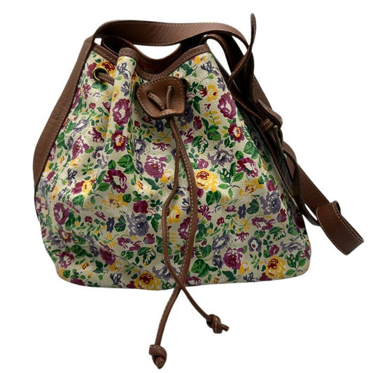 KENZO 花柄 巾着 ショルダーバッグ オフホワイト ケンゾー フラワー 鞄 肩掛け レディース かわいい 中古 W４