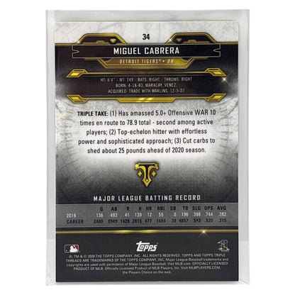 TOPPS MLBカード TRIPLE THREADS MIGUEL CABRERA DETROIT TIGERS /75 #34 中古 IT1