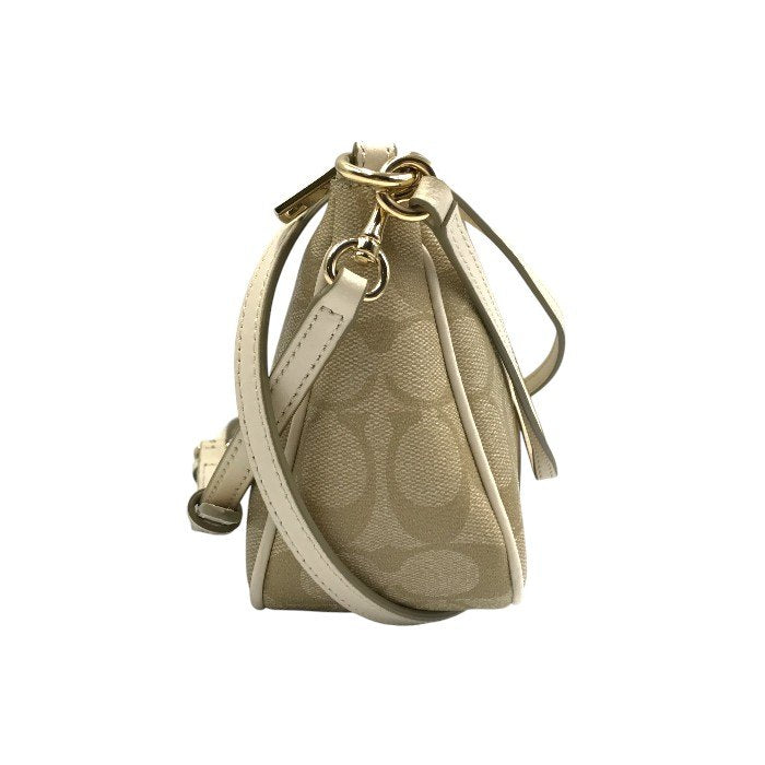COACH コーチ ショルダーバッグ レディース PVC シグネチャー 2way ハンドバッグ ポーチ ベージュ F58321 中古 T1