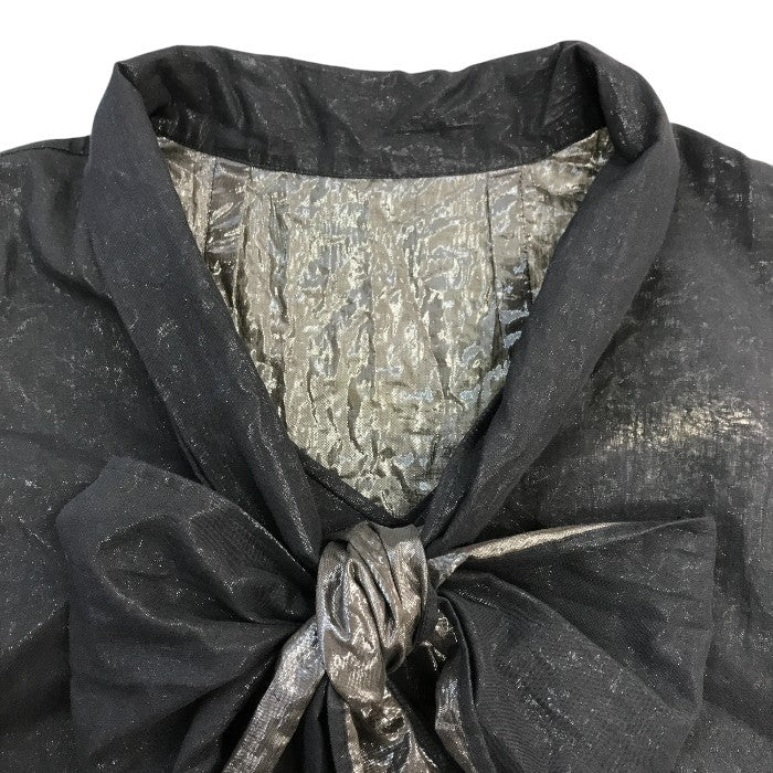 HaaT イッセイミヤケ ボウタイブラウス レディース コットン ノースリーブ ラメ リボン ブラック/ブラウン 2サイズ HA91FJ522 中古 T1