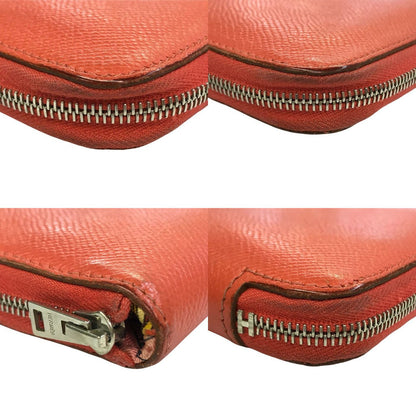 HERMES エルメス アザップロング シルクイン 長財布 レディース ラウンドジップ ファスナー スカーフ柄 ピンク/マルチカラー 中古 T1