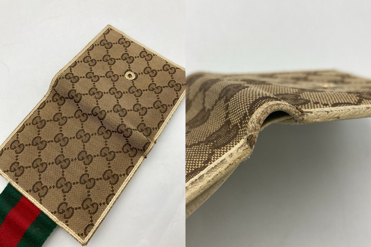 GUCCI グッチ GGキャンバス シェリーライン 二つ折り財布 181669 中古 D4