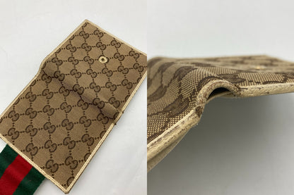 GUCCI グッチ GGキャンバス シェリーライン 二つ折り財布 181669 中古 D4