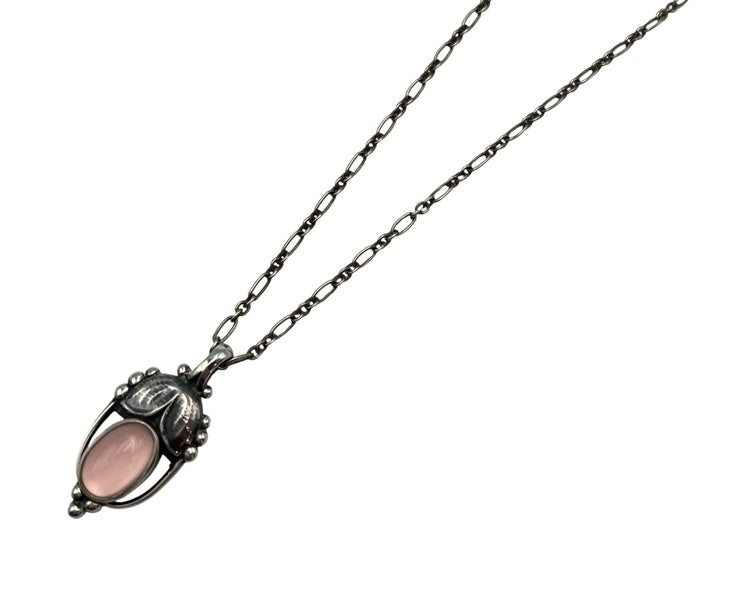 GEORG JENSEN ジョージジェンセン 2003年 ヘリテージ イヤーネックレス SV925 ローズクォーツ 中古 D4