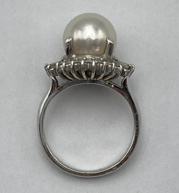 田崎真珠/TASAKI Pt900 パール9mm ダイヤ0.43ct リング 7号 中古 D4