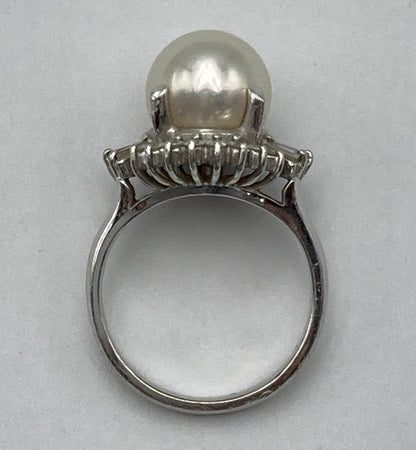 田崎真珠/TASAKI Pt900 パール9mm ダイヤ0.43ct リング 7号 中古 D4