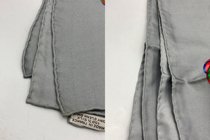 HERMES エルメス カレ90 LES RUBANS DU CHEVAL 馬のリボン スカーフ グレー 中古 D4