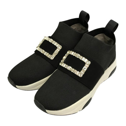 +diana プラスダイアナ ソックススニーカー レディース クリスタルバックル ミッドカット 撥水加工 ブラック/ホワイト 24.5cm IF44557 中古 T1