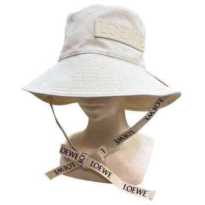 LOEWE ロエベ フィッシャーマンハット キャンバス ソフトホワイト 57 ブランド バケットハット バケハ レディース かわいい 中古 W４