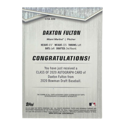 TOPPS MLBカード BOWMAN CHROME DAXTON FULTON MIAMI MARLINS /250 #C20A-DDU 中古 IT2