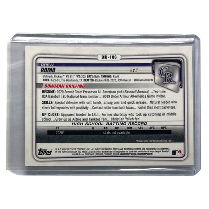 TOPPS MLBカード BOWMAN CHROME 1ST DREW ROMO COLORADO ROCKIES /50 #BD-106 中古 IT2