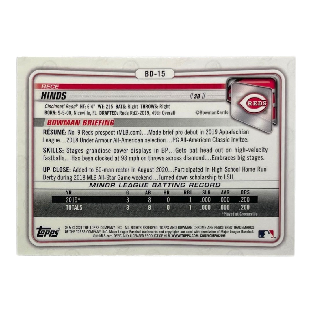 TOPPS MLBカード BOWMAN CHROME RECE HINDS CINCINNATI REDS #BD-15 中古 IT2