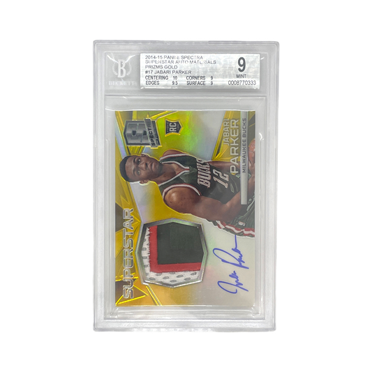 PANINI NBAカード SPECTRA SUPERSTAR AUTO MATERIALS PRIZM GOLD JABARI PARKER 08/10 #17 中古 IT1