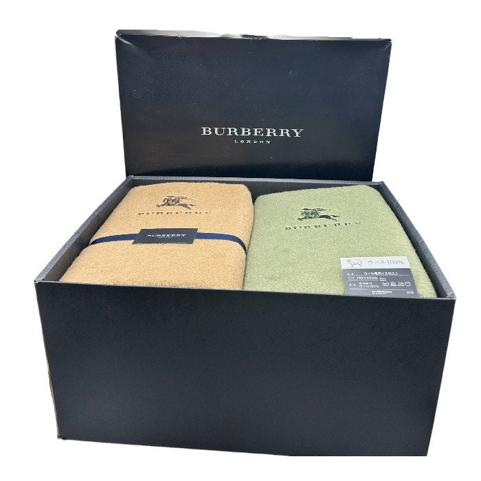 BURBBERRY バーバリー ウール 毛布 2枚 セット BB1550 FST 200 2160 インテリア 寝具 冬 秋 西川産業 中古 W４