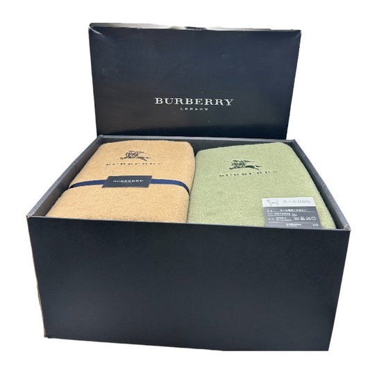 BURBBERRY バーバリー ウール 毛布 2枚 セット BB1550 FST 200 2160 インテリア 寝具 冬 秋 西川産業 中古 W４