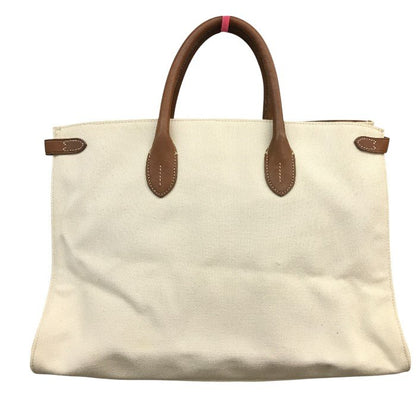 Ralph Lauren ラルフローレン トートバッグ レディース オールシーズン キャンバス アイボリー/ブラウン 中古 N1