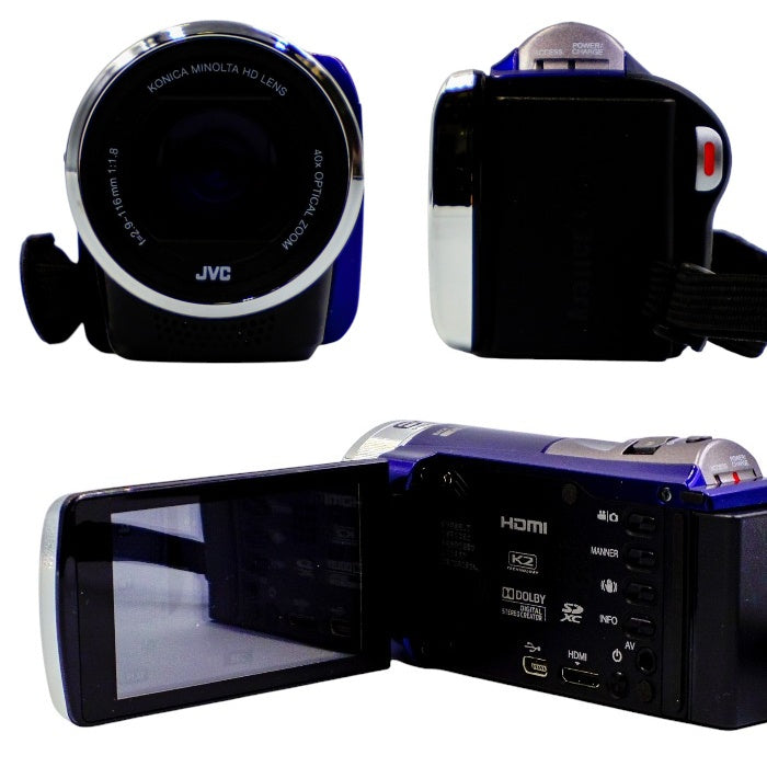 JVCケンウッド Everio エブリオ  GZ-E700-A [32GBハイビジョンメモリームービー(ブルー)]＆専用BDライター CU-BD5 中古 a1