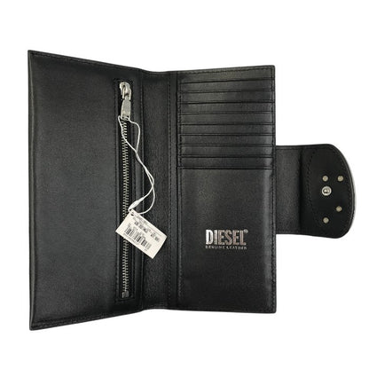 DIESEL ディーゼル 長財布 レディース ユニセックス レザー 小銭入れあり シンプル メタルロゴ ブラック X08823PR818 中古 T1