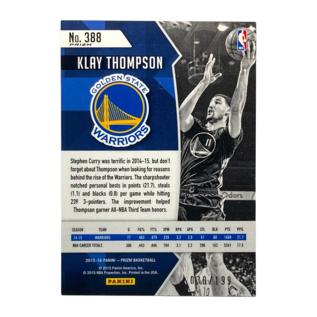 PANINI NBAカード PRIZM KLAY THOMPSON GOLDEN STATE WARRIORS /199 #388 中古 IT2