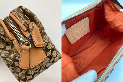 COACH コーチ ミニシグネチャー コスメポーチ 中古 D4
