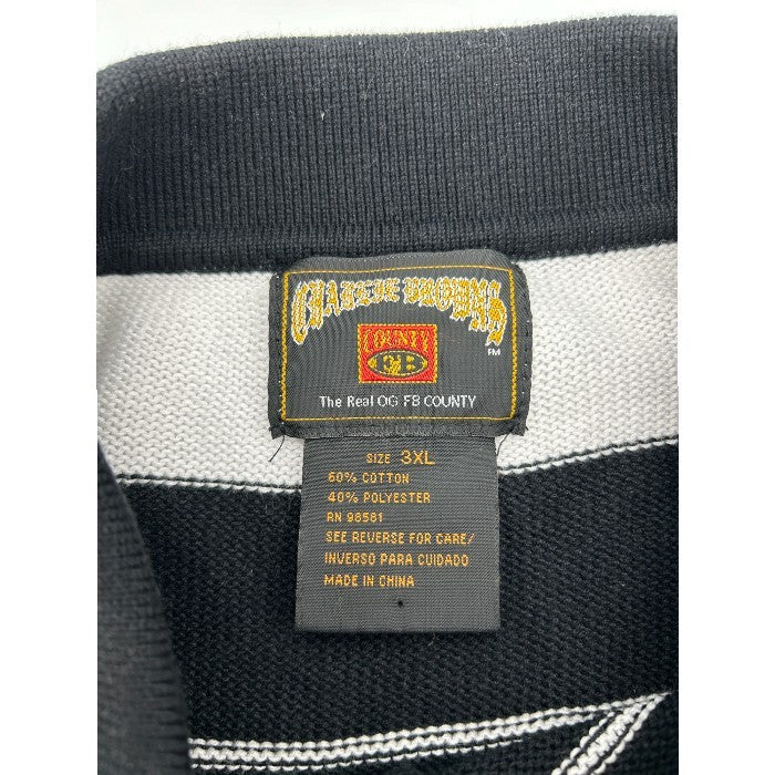 FB COUNTRY エフビー カウンティ 半袖 ニット ポロシャツ 3XL メンズ ボーダー ブラック ホワイト 大きめ 中古 W４
