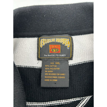FB COUNTRY エフビー カウンティ 半袖 ニット ポロシャツ 3XL メンズ ボーダー ブラック ホワイト 大きめ 中古 W４
