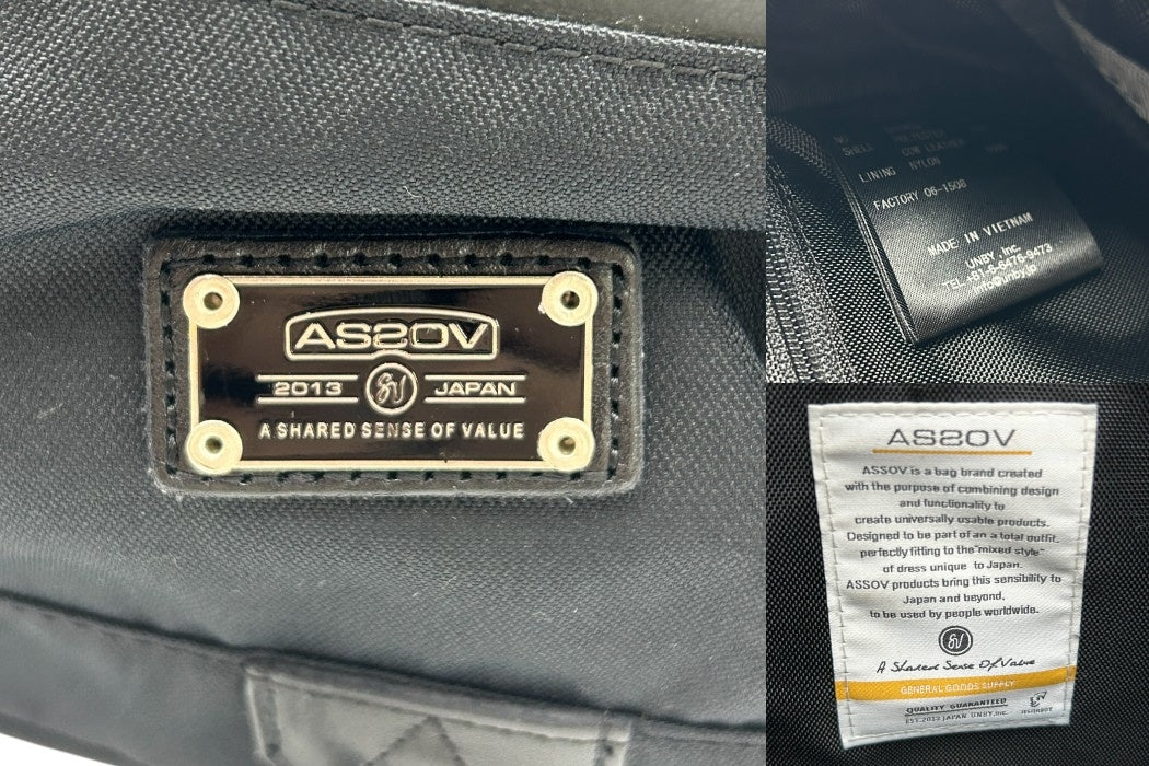 AS20V アッソブ ウエストバッグ 鞄 ボディバッグ ブラック 中古 W４