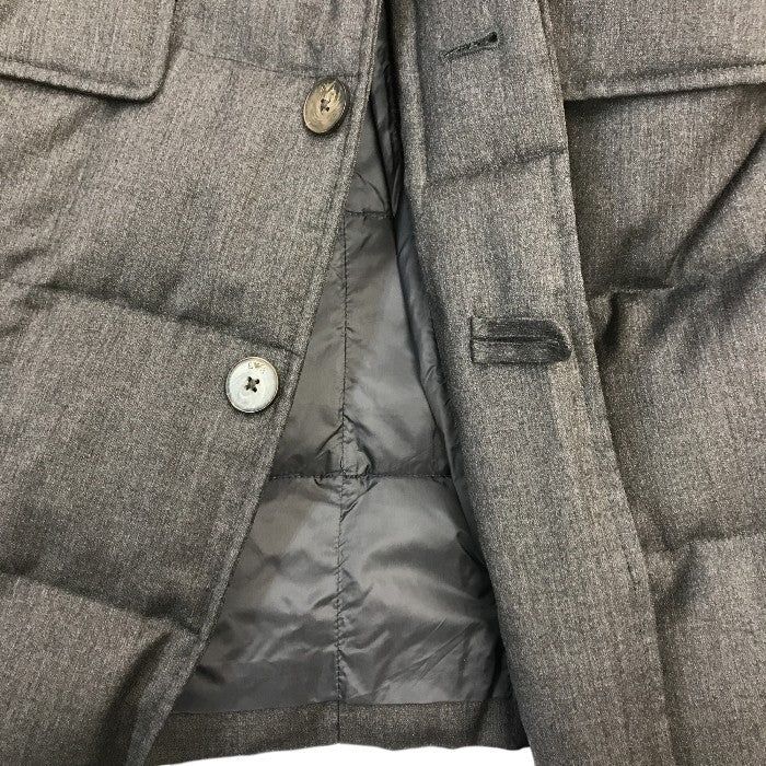 EMPORIO ARMANI JEANS エンポリオアルマーニ ジーンズ ダウンコート メンズ ハーフ ロング シンプル 無地 グレー Sサイズ L15GK 中古 T1