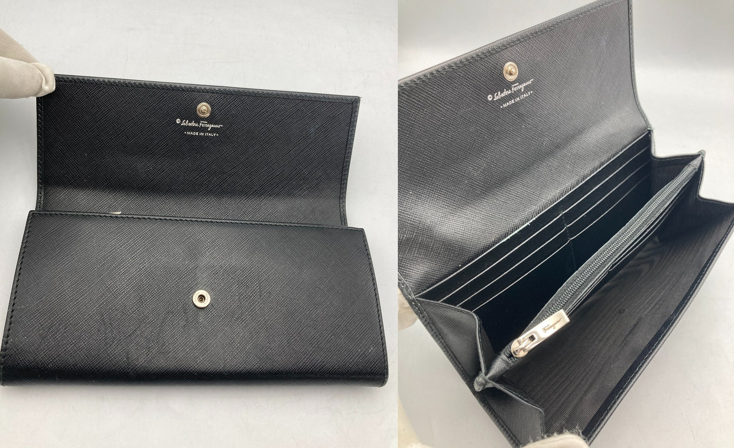 Salvatore Ferragamo フェラガモ ヴァラリボン 長財布 レザー 22-A994 中古 D4