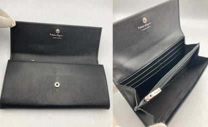 Salvatore Ferragamo フェラガモ ヴァラリボン 長財布 レザー 22-A994 中古 D4