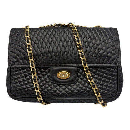 BALLY バリー キルティング レザー チェーン ショルダー バッグ 本革 鞄 レディース ブランド ブラック 肩掛け 斜め掛け 中古 W４