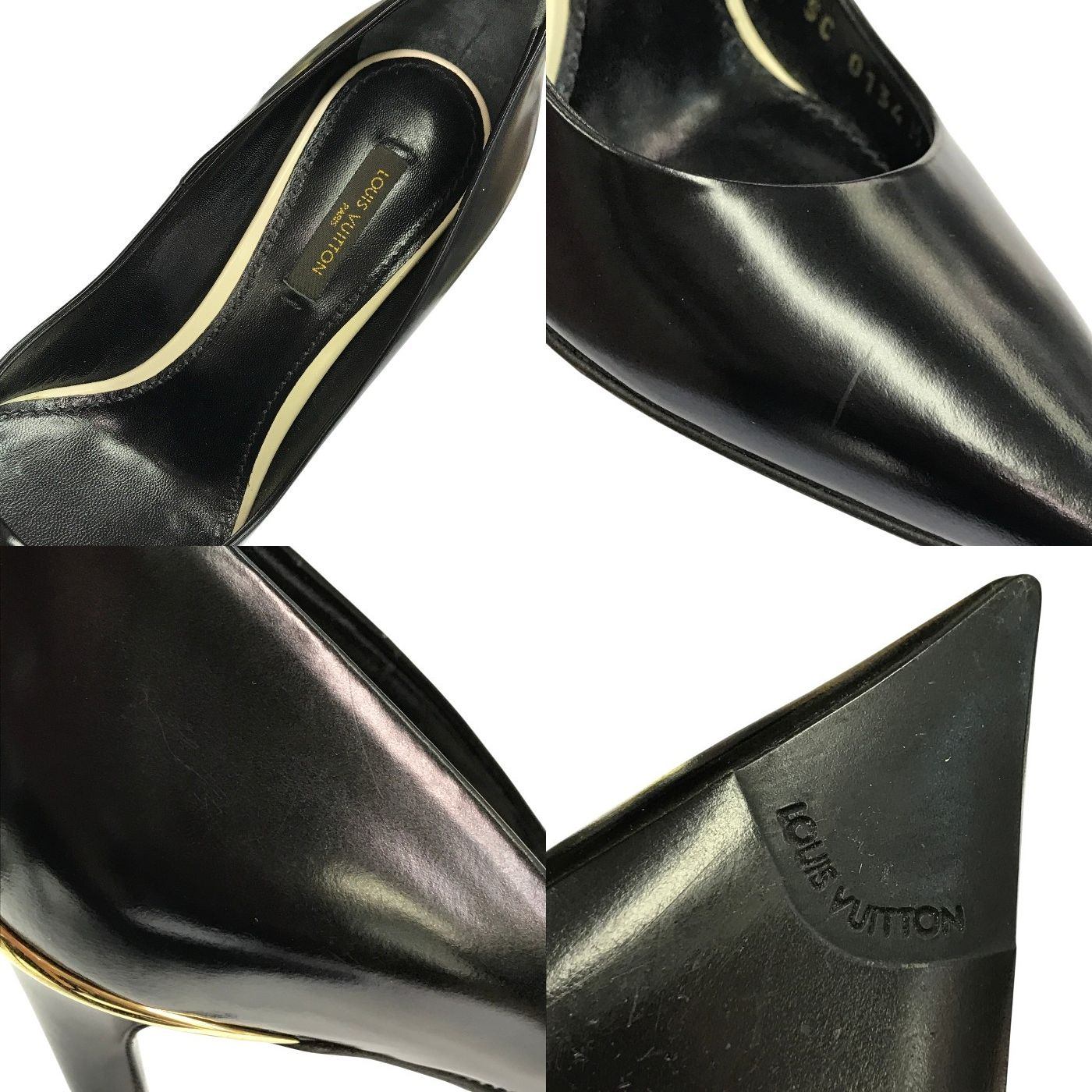 LOUIS VUITTON ルイヴィトン パンプス レディース レザー ハイヒール ポインテッドトゥ ブラック 36.5サイズ 中古 T1