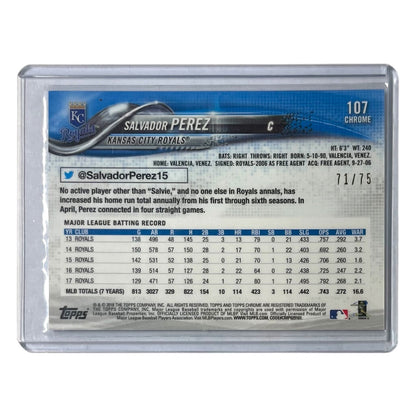 TOPPS MLBカード CHROME SALVADOR PEREZ KANSAS CITY ROYALS /75 #107 中古 IT2
