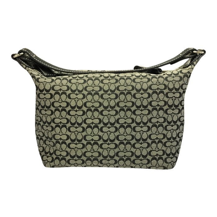 COACH コーチ ミニシグネチャー アクセサリーポーチ レディース キャンバス ハンドバッグ ブラック 中古 T1