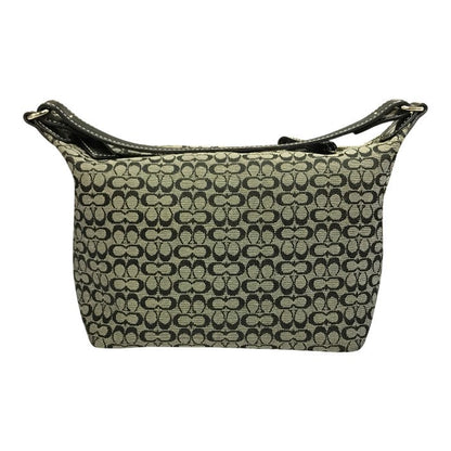 COACH コーチ ミニシグネチャー アクセサリーポーチ レディース キャンバス ハンドバッグ ブラック 中古 T1