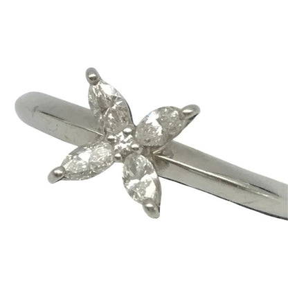 ヴァンドーム青山 Pt900 ダイヤモンド0.18ct リング レディース プラチナ フラワーモチーフ マーキスカット 7号 中古 T1