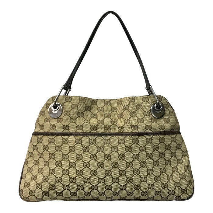 GUCCI グッチ GGキャンバス ハンドバッグ レディース キャンバス/レザー セミショルダー トート A4収納 カーキ/ブラウン 121023 中古 T1