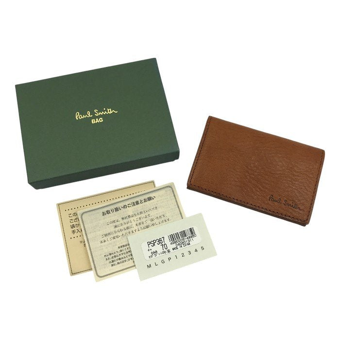 Paul Smith ポールスミス 名刺入れ メンズ レザー 牛革 カードケース パスケース ブラウン PSP367 中古 T1