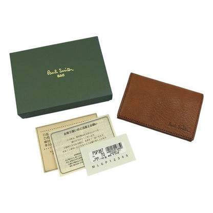 Paul Smith ポールスミス 名刺入れ メンズ レザー 牛革 カードケース パスケース ブラウン PSP367 中古 T1