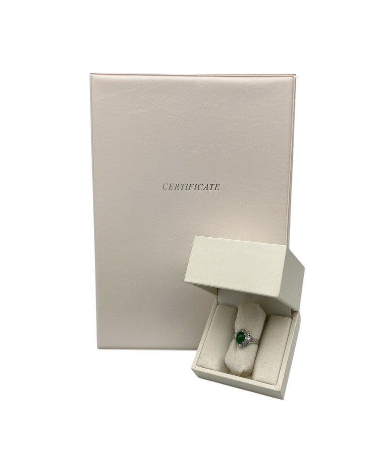 Pt900 ヒスイ(翡翠) ダイヤ0.43ct リング 12号 中古 D4