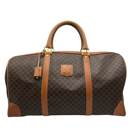 CELINE セリーヌ マカダム ボストンバッグ 鞄 ブランド おしゃれ 旅行 大きめ レザー 中古 W４