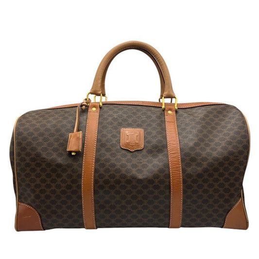 CELINE セリーヌ マカダム ボストンバッグ 鞄 ブランド おしゃれ 旅行 大きめ レザー 中古 W４