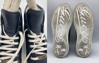 GUCCI グッチ ハイカット レザースニーカー ロゴプレート 423300 サイズ6 中古 D4