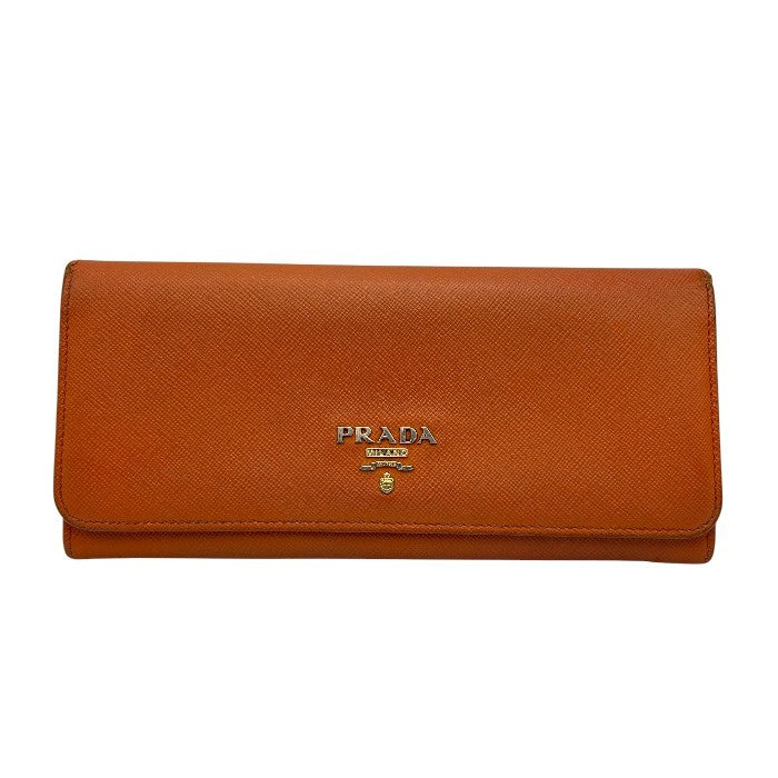 PRADA プラダ サフィアーノ レザー 長財布 オレンジ ブランド 小銭入れ レディース カードポケット 中古 W４