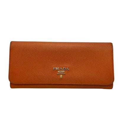 PRADA プラダ サフィアーノ レザー 長財布 オレンジ ブランド 小銭入れ レディース カードポケット 中古 W４