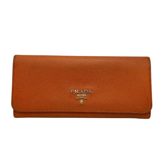 PRADA プラダ サフィアーノ レザー 長財布 オレンジ ブランド 小銭入れ レディース カードポケット 中古 W４