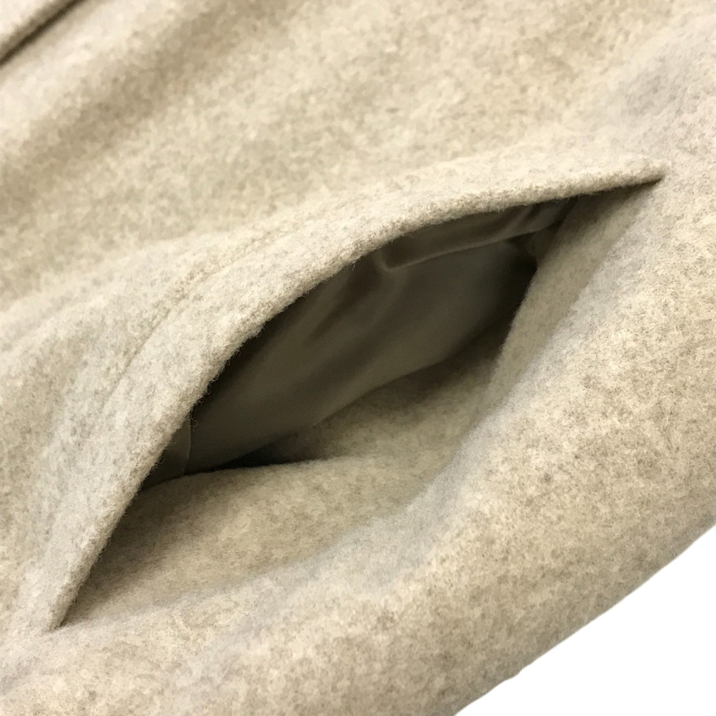 オオカミとフクロウ ノーカラーコート レディース 冬 ウール ロング ベルト 裏地あり ベージュ portom21152 中古 T1