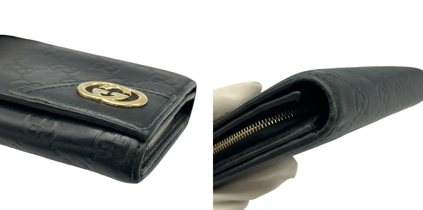 GUCCI グッチ インターロッキングG 長財布 204836・0959 ブラック ブランド メンズ レディース 総柄 レザー 本革 中古 W４